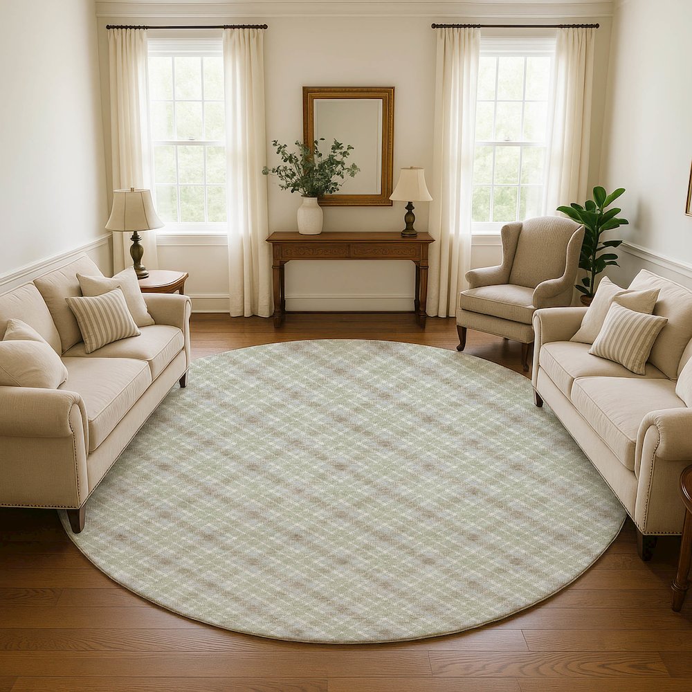 Luxury Washable Indoor/Outdoor Soft Essentials SE3 Green 8' x 8' Rug. Picture 5