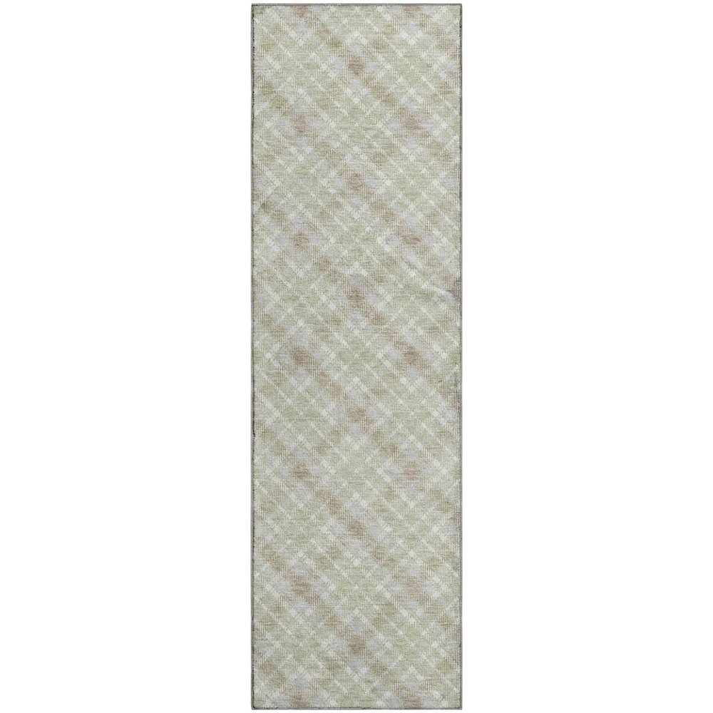 Luxury Washable Indoor/Outdoor Soft Essentials SE3 Green 2'3" x 7'6" Runner Rug. Picture 1