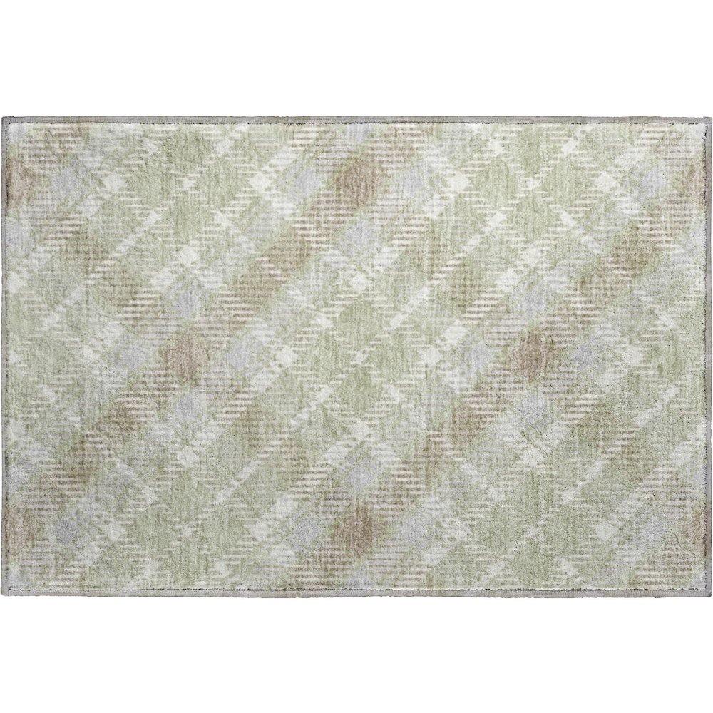 Luxury Washable Indoor/Outdoor Soft Essentials SE3 Green 1'8" x 2'6" Rug. Picture 1