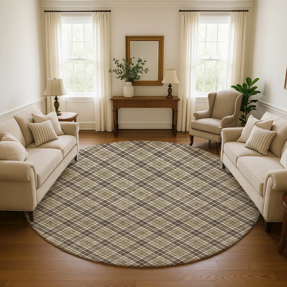 Luxury Washable Indoor/Outdoor Soft Essentials SE3 Brown 8' x 8' Rug. Picture 5