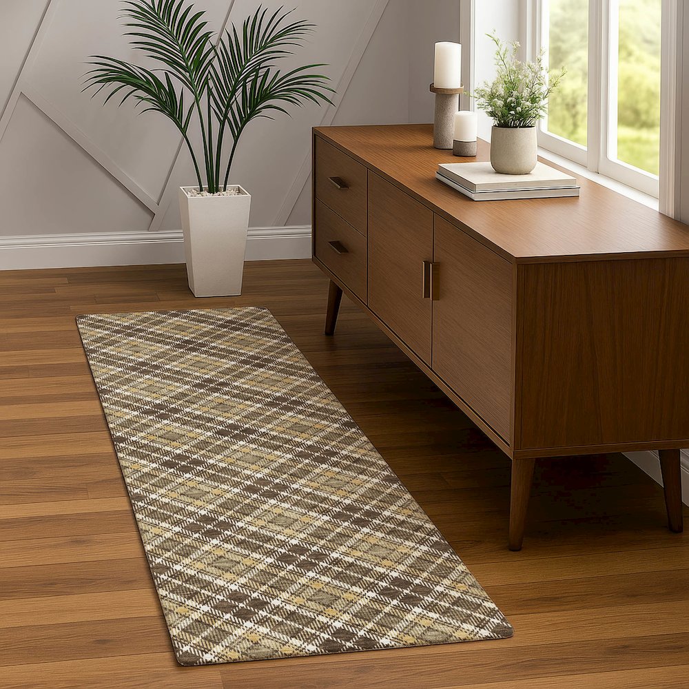 Luxury Washable Indoor/Outdoor Soft Essentials SE3 Brown 2'3" x 7'6" Runner Rug. Picture 5