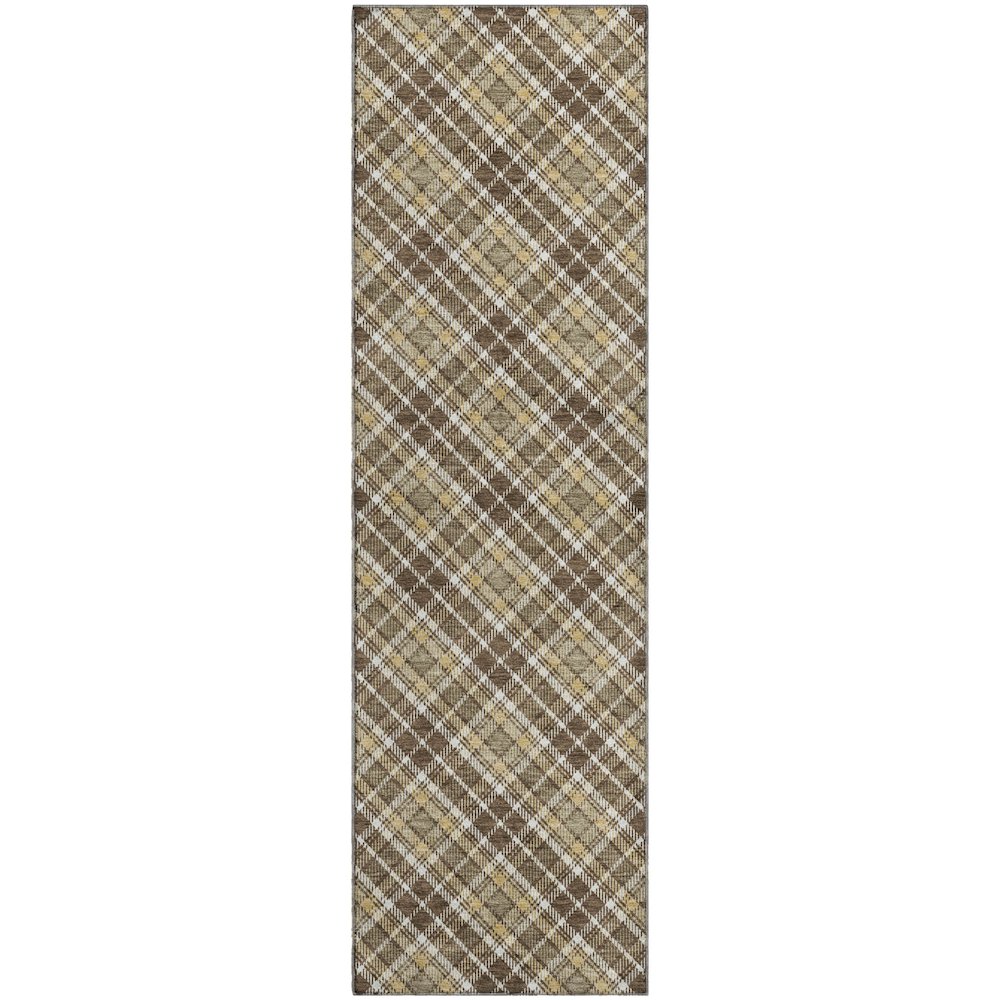 Luxury Washable Indoor/Outdoor Soft Essentials SE3 Brown 2'3" x 7'6" Runner Rug. Picture 1