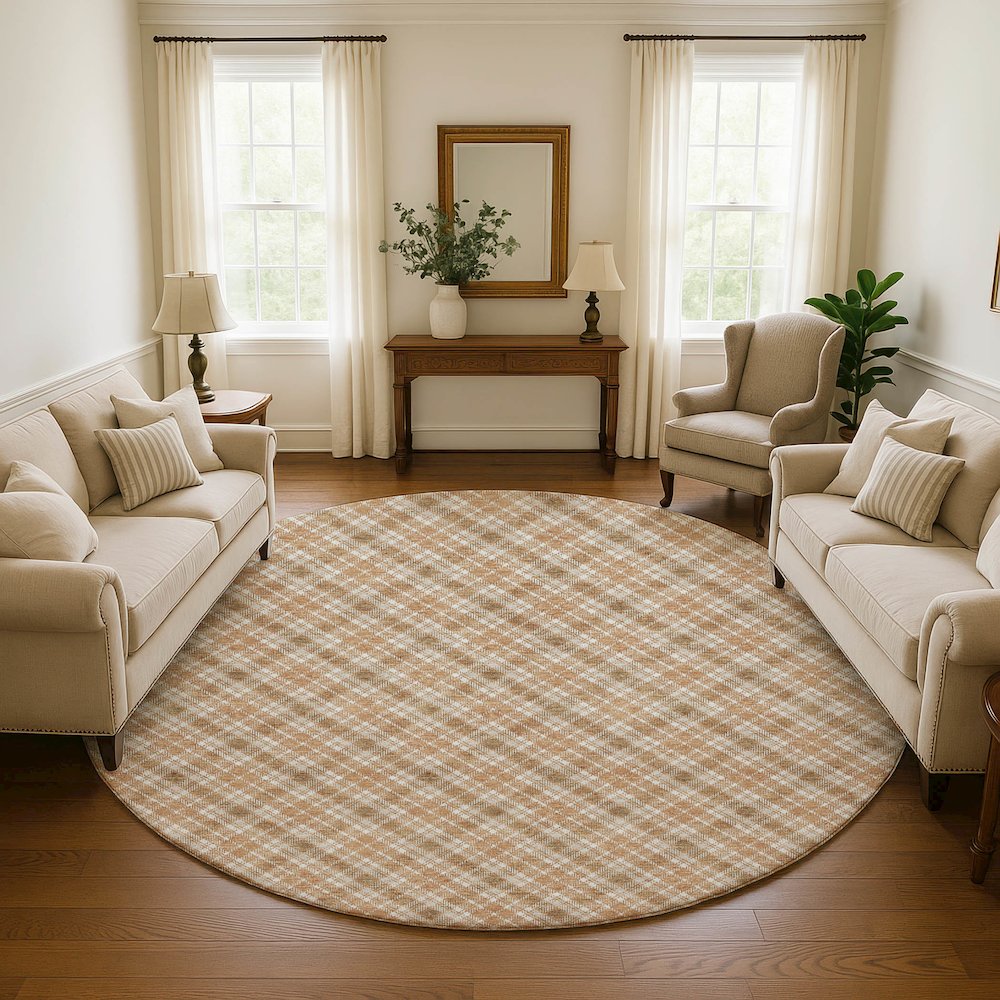 Luxury Washable Indoor/Outdoor Soft Essentials SE3 Orange 8' x 8' Rug. Picture 5