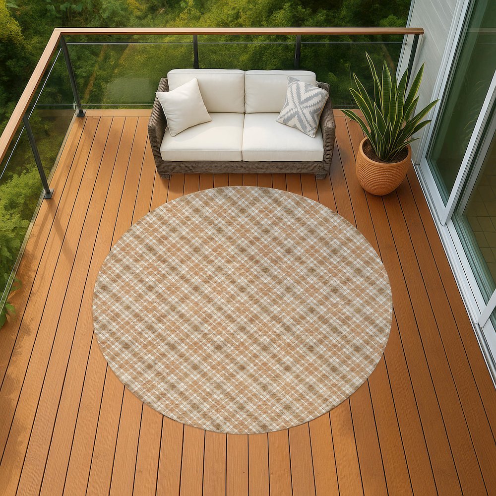 Luxury Washable Indoor/Outdoor Soft Essentials SE3 Orange 8' x 8' Rug. Picture 6