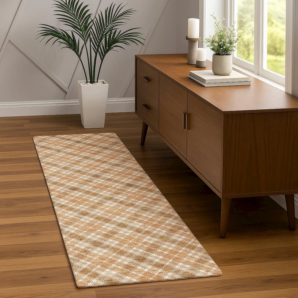Luxury Washable Indoor/Outdoor Soft Essentials SE3 Orange 2'3" x 7'6" Runner Rug. Picture 5