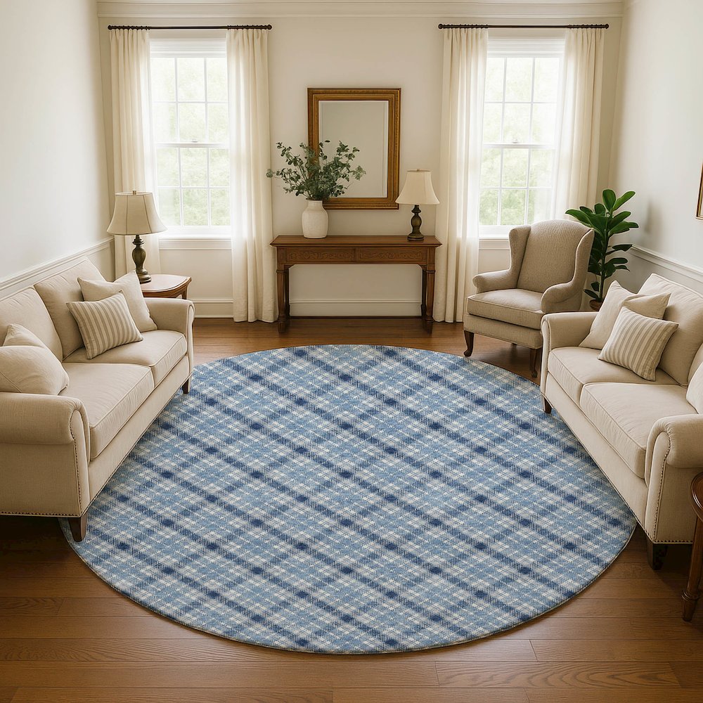 Luxury Washable Indoor/Outdoor Soft Essentials SE3 Blue 8' x 8' Rug. Picture 5