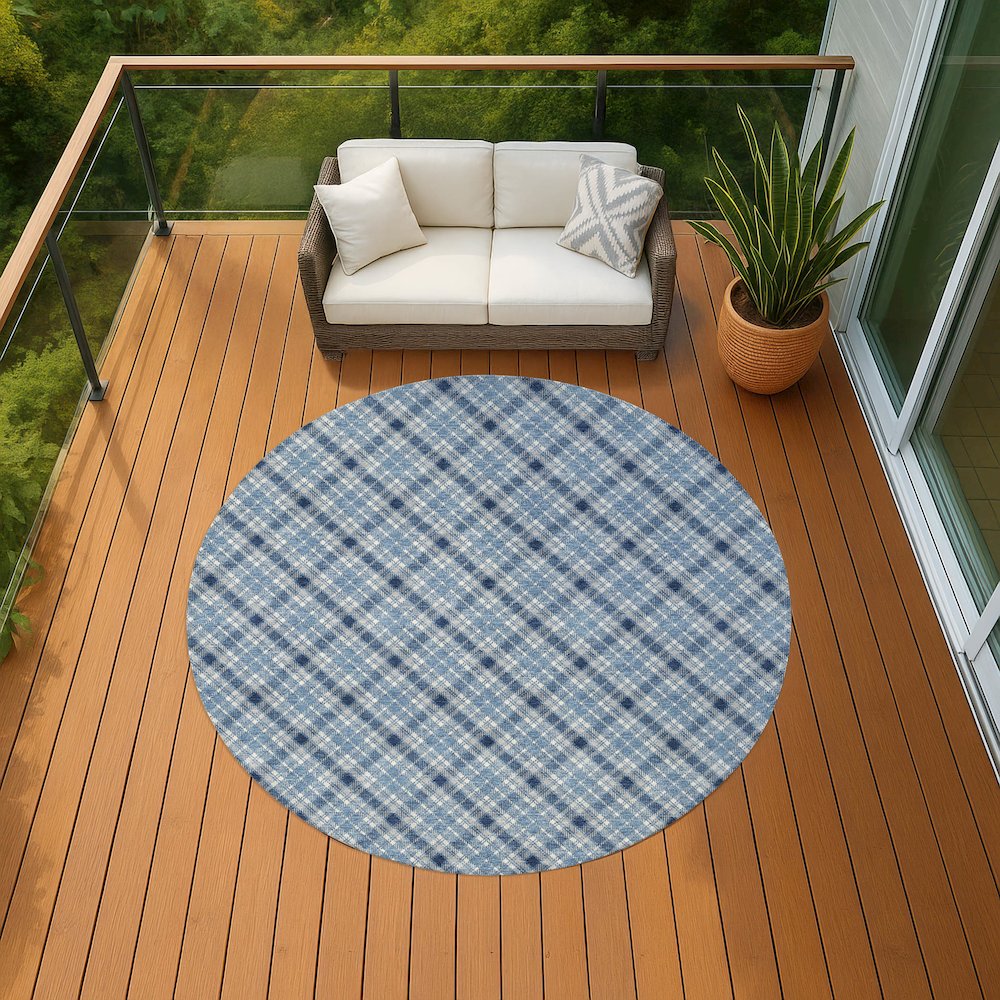 Luxury Washable Indoor/Outdoor Soft Essentials SE3 Blue 8' x 8' Rug. Picture 6