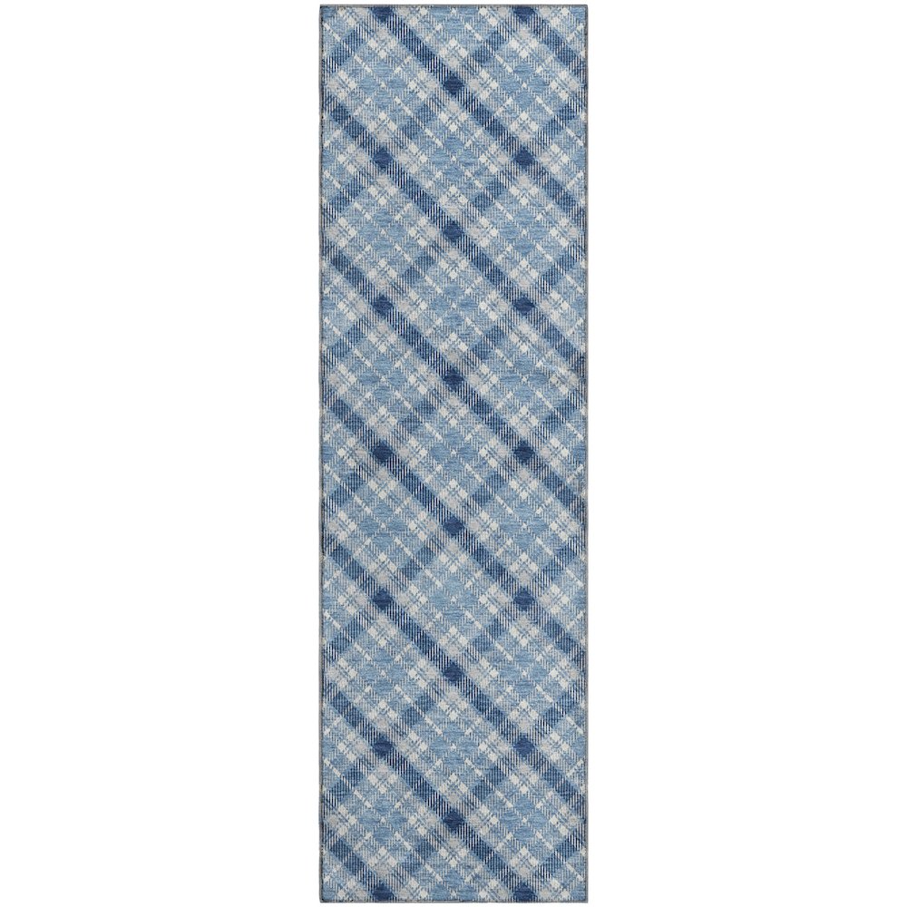 Luxury Washable Indoor/Outdoor Soft Essentials SE3 Blue 2'3" x 7'6" Runner Rug. Picture 1