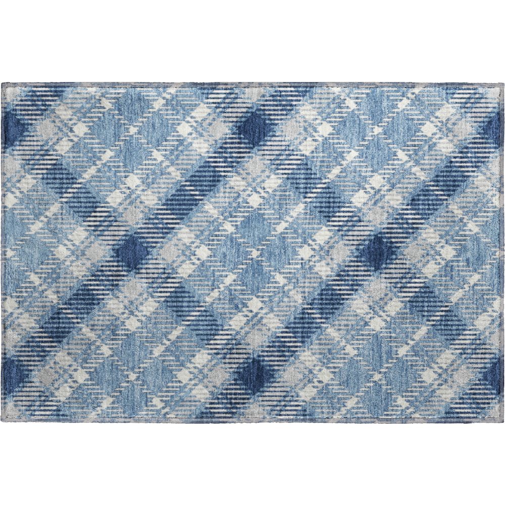 Luxury Washable Indoor/Outdoor Soft Essentials SE3 Blue 1'8" x 2'6" Rug. Picture 1