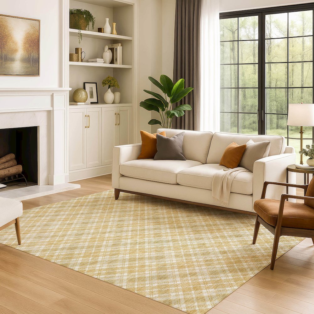 Luxury Washable Indoor/Outdoor Soft Essentials SE3 Gold 2'6" x 3'10" Rug. Picture 6