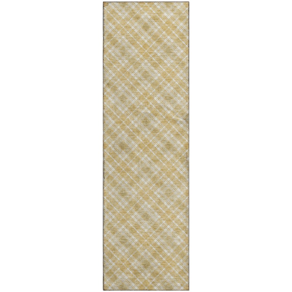 Luxury Washable Indoor/Outdoor Soft Essentials SE3 Gold 2'3" x 7'6" Runner Rug. Picture 1