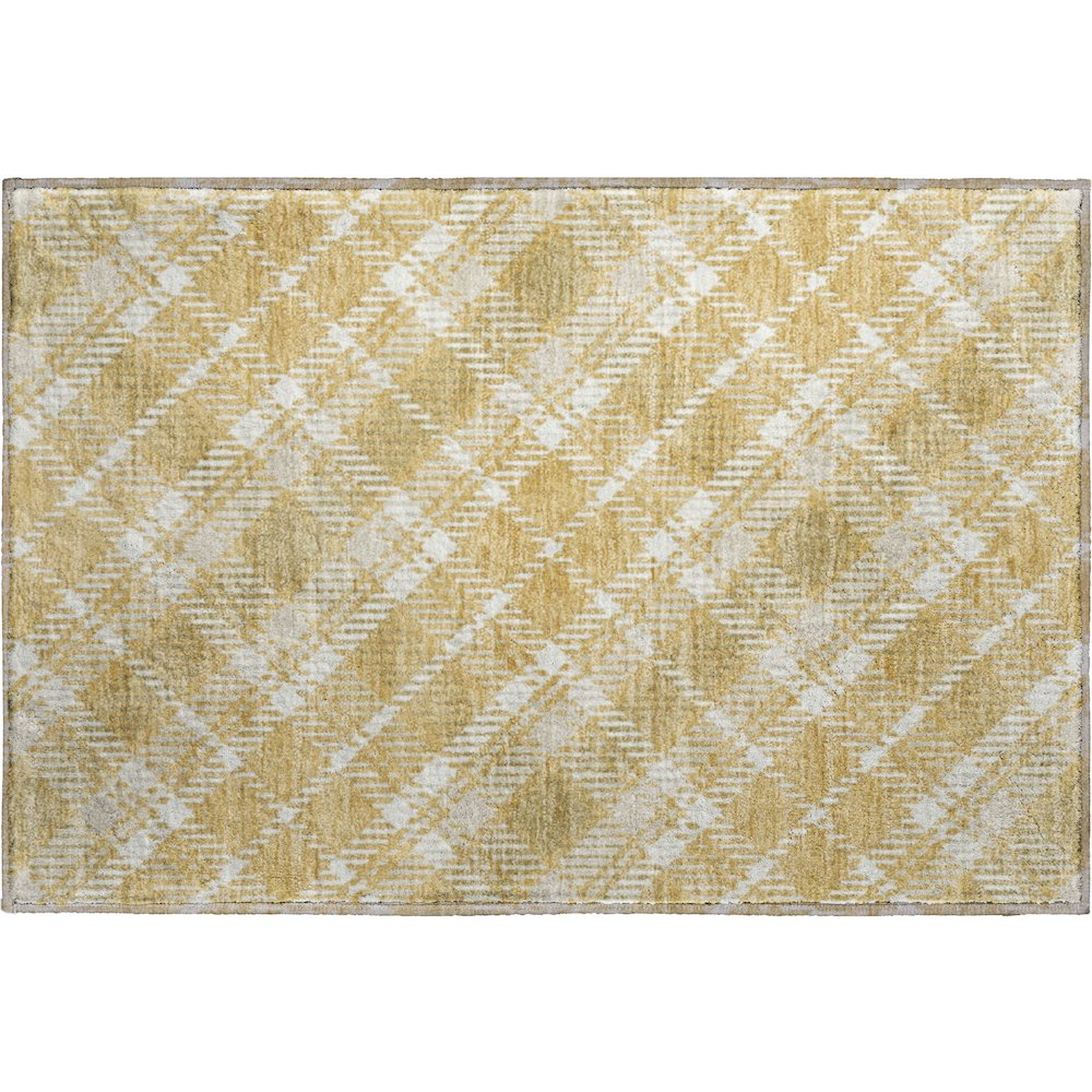 Luxury Washable Indoor/Outdoor Soft Essentials SE3 Gold 1'8" x 2'6" Rug. Picture 1