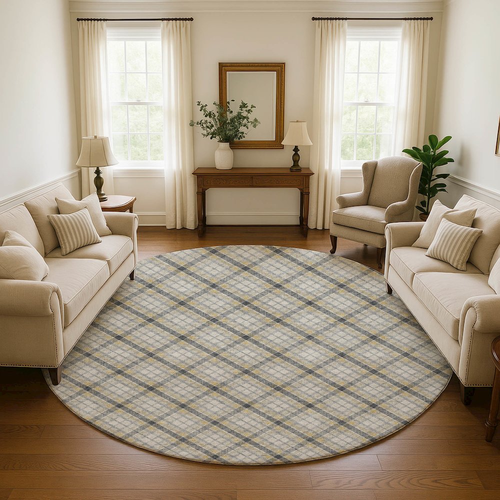 Luxury Washable Indoor/Outdoor Soft Essentials SE3 Gray 8' x 8' Rug. Picture 5