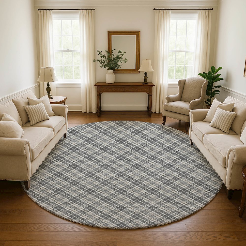 Luxury Washable Indoor/Outdoor Soft Essentials SE3 Gray 8' x 8' Rug. Picture 5