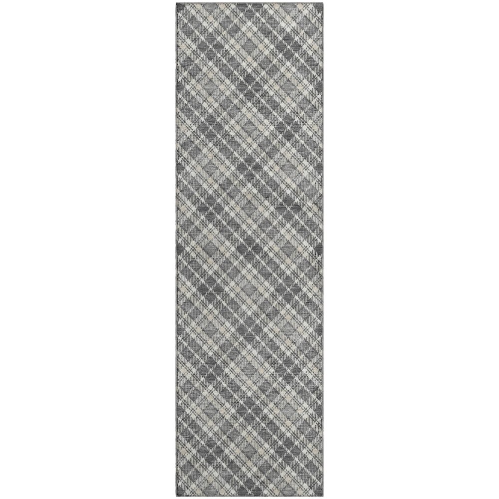 Luxury Washable Indoor/Outdoor Soft Essentials SE3 Gray 2'3" x 7'6" Runner Rug. Picture 1