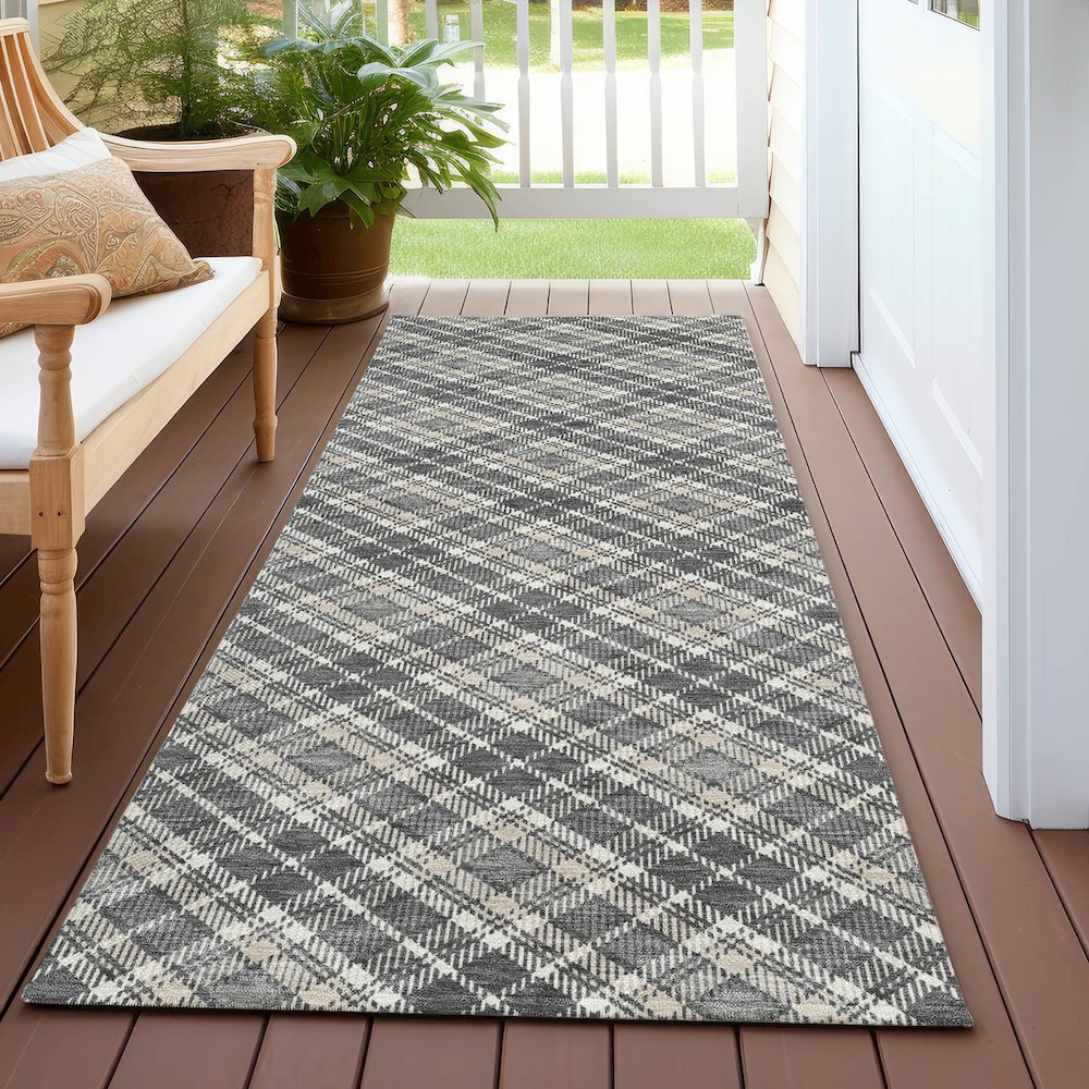 Luxury Washable Indoor/Outdoor Soft Essentials SE3 Gray 2'3" x 7'6" Runner Rug. Picture 6