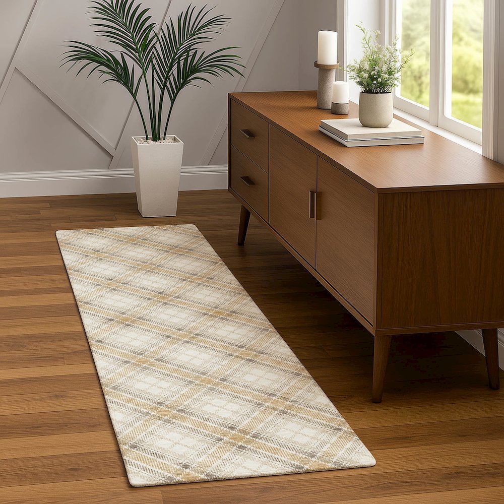 Luxury Washable Indoor/Outdoor Soft Essentials SE3 Ivory 2'3" x 7'6" Runner Rug. Picture 5