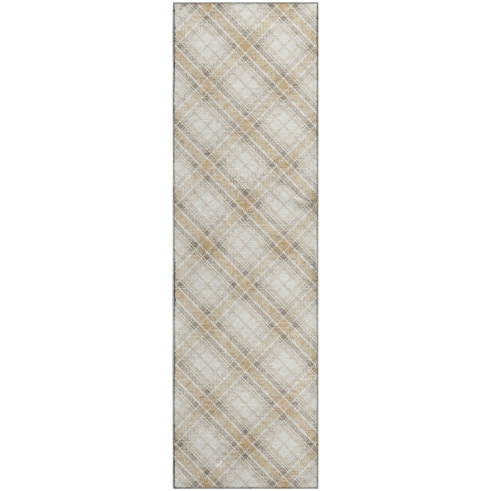 Luxury Washable Indoor/Outdoor Soft Essentials SE3 Ivory 2'3" x 7'6" Runner Rug. Picture 1