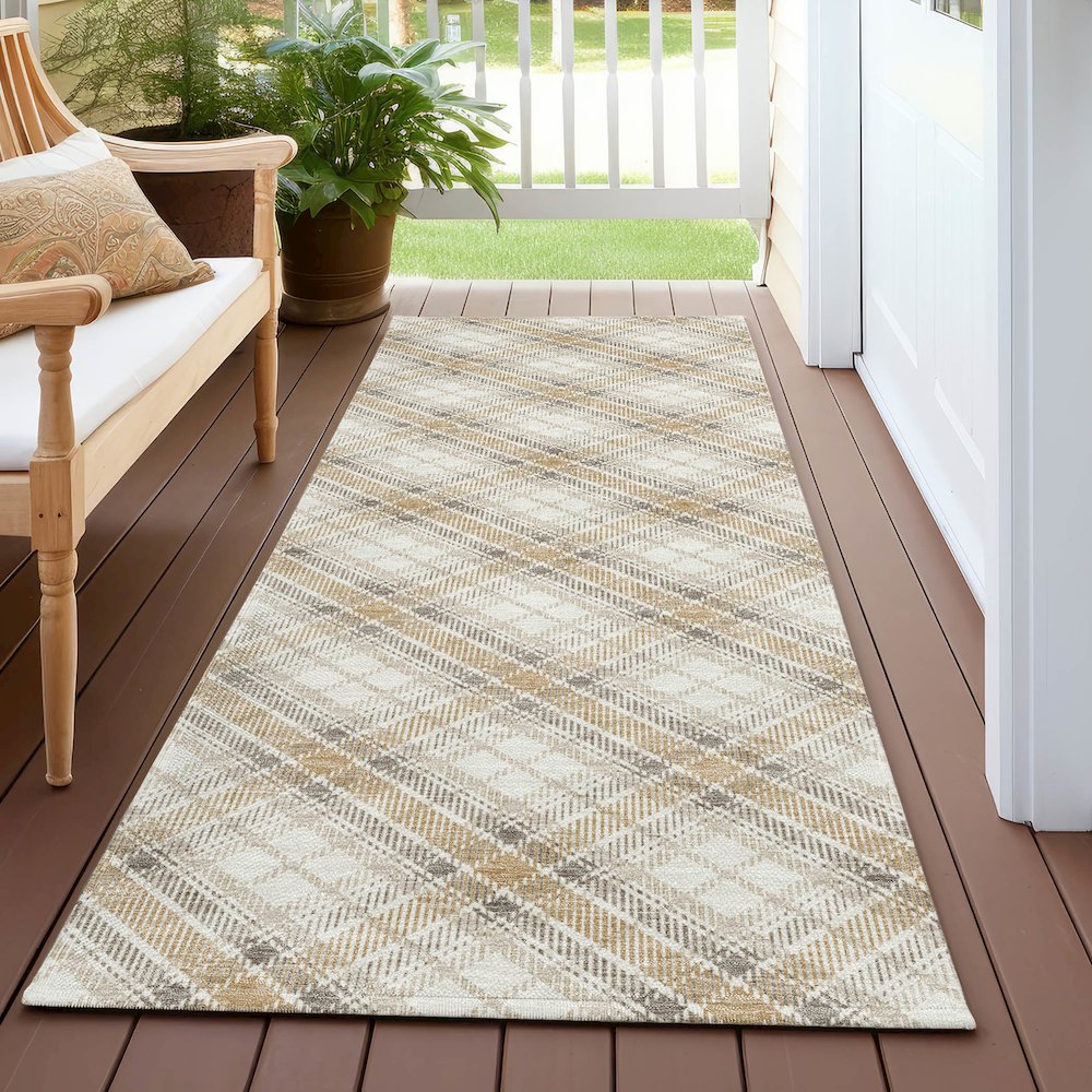 Luxury Washable Indoor/Outdoor Soft Essentials SE3 Ivory 2'3" x 7'6" Runner Rug. Picture 6