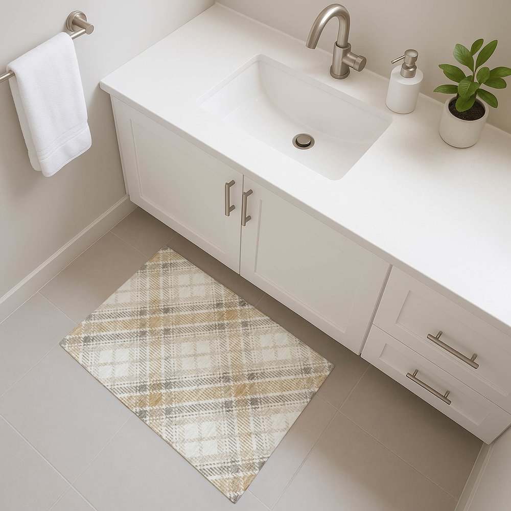 Luxury Washable Indoor/Outdoor Soft Essentials SE3 Ivory 1'8" x 2'6" Rug. Picture 5