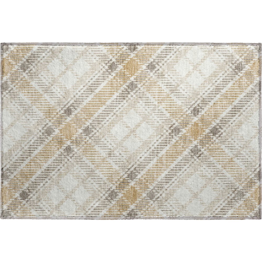 Luxury Washable Indoor/Outdoor Soft Essentials SE3 Ivory 1'8" x 2'6" Rug. Picture 1