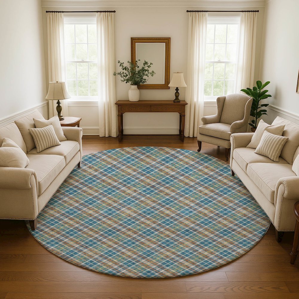 Luxury Washable Indoor/Outdoor Soft Essentials SE3 Multi 8' x 8' Rug. Picture 5