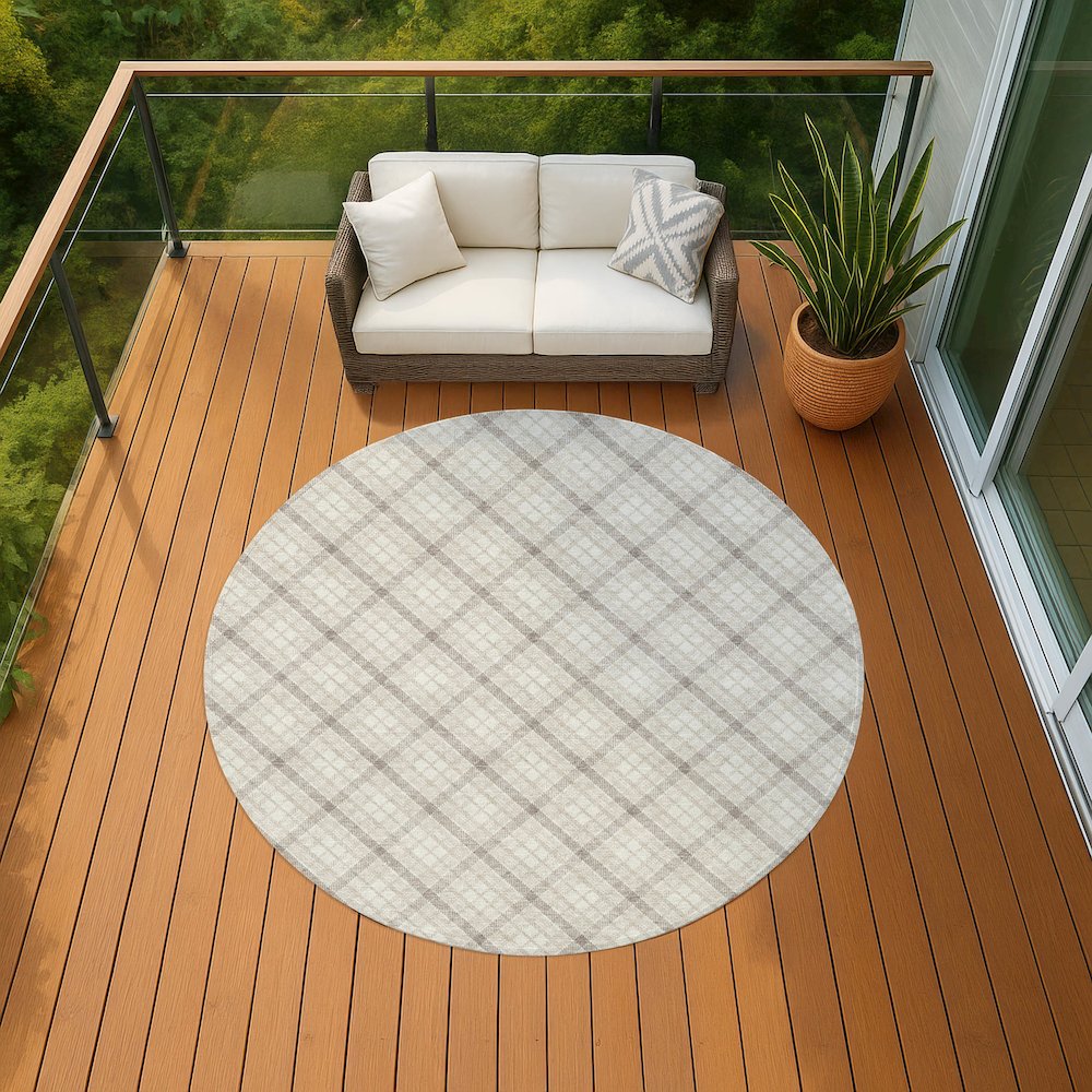 Luxury Washable Indoor/Outdoor Soft Essentials SE3 Ivory 8' x 8' Rug. Picture 6