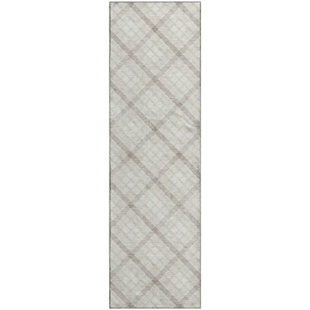Luxury Washable Indoor/Outdoor Soft Essentials SE3 Ivory 2'3" x 7'6" Runner Rug. Picture 1