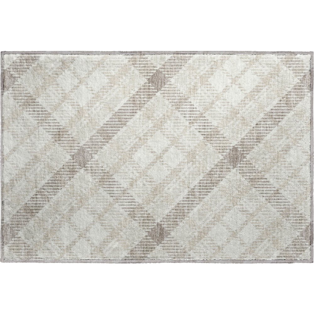 Luxury Washable Indoor/Outdoor Soft Essentials SE3 Ivory 1'8" x 2'6" Rug. Picture 1