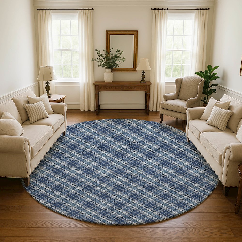 Luxury Washable Indoor/Outdoor Soft Essentials SE3 Blue 8' x 8' Rug. Picture 5