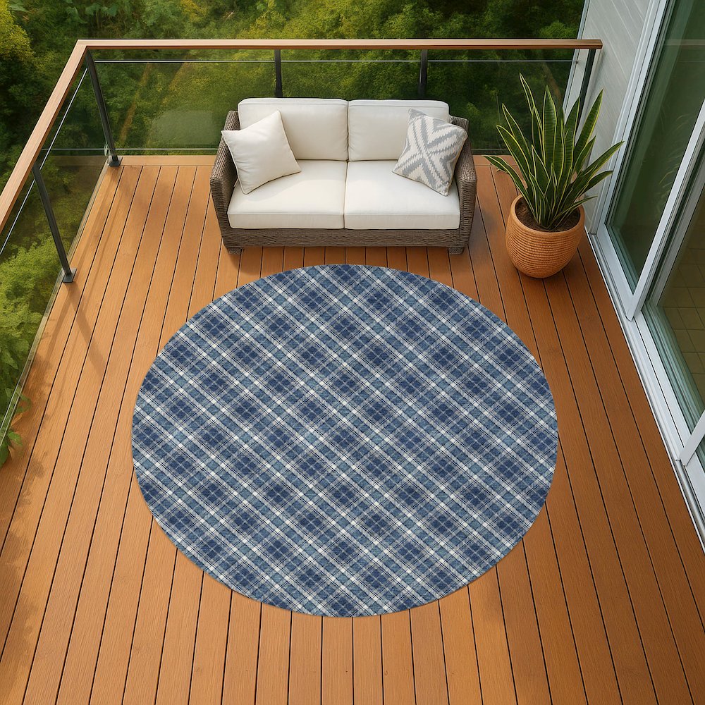 Luxury Washable Indoor/Outdoor Soft Essentials SE3 Blue 8' x 8' Rug. Picture 6