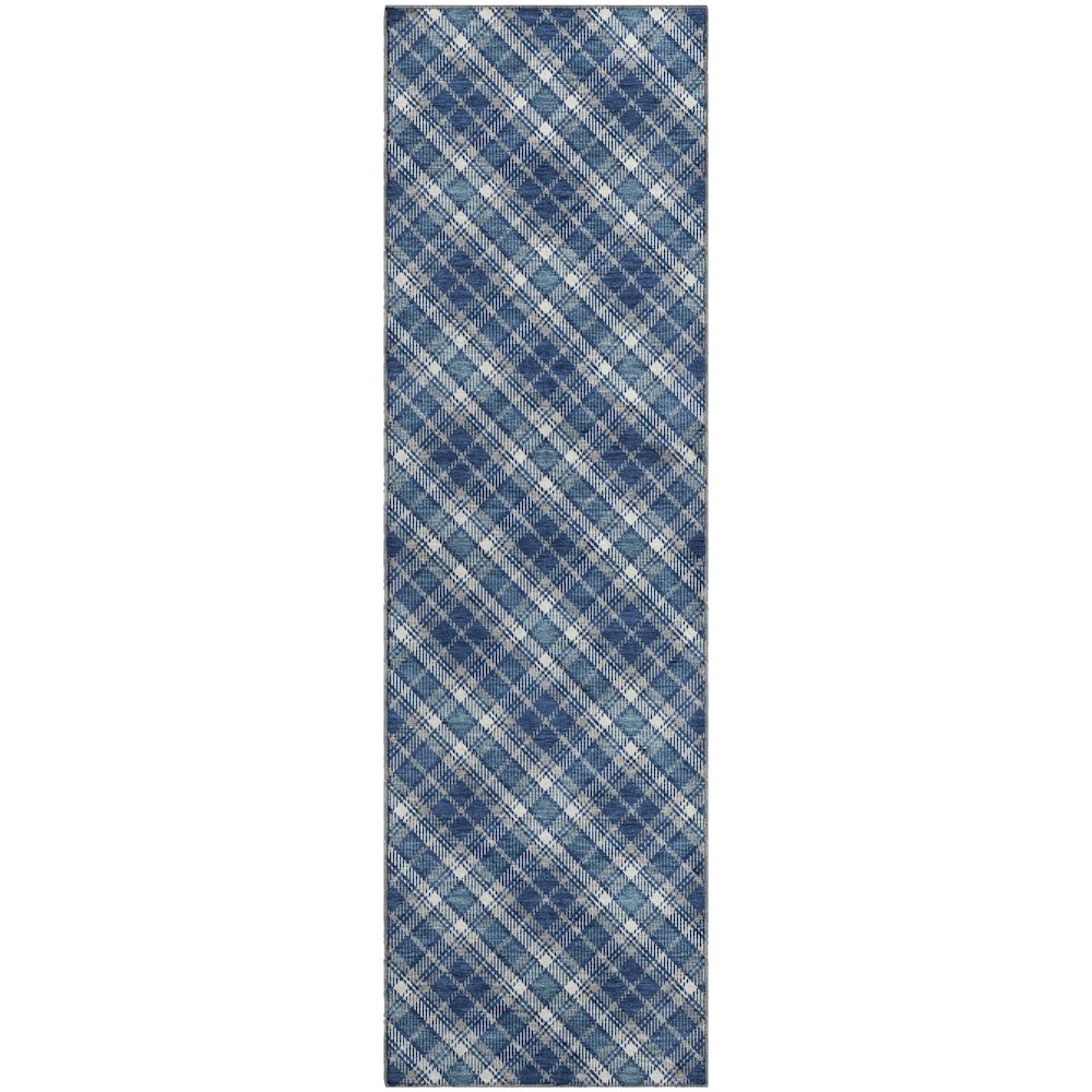 Luxury Washable Indoor/Outdoor Soft Essentials SE3 Blue 2'3" x 7'6" Runner Rug. Picture 1