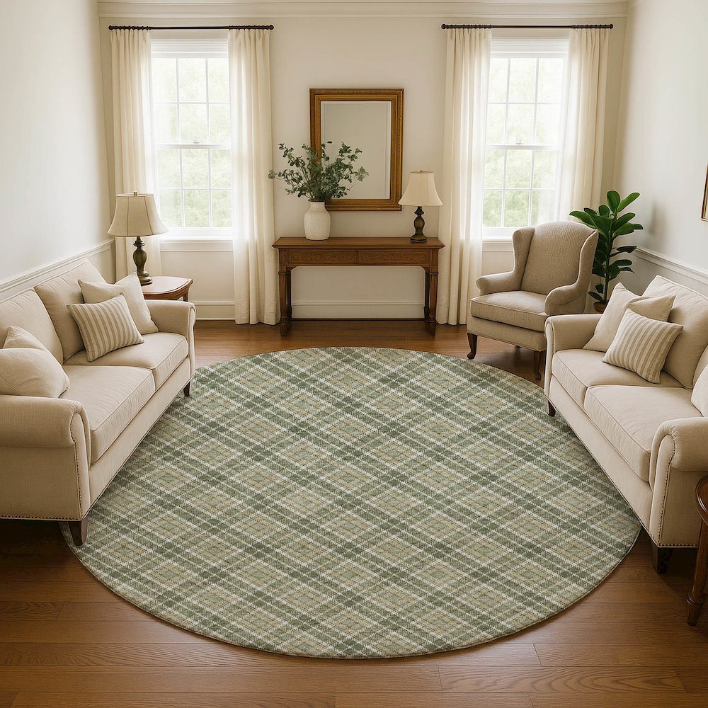 Luxury Washable Indoor/Outdoor Soft Essentials SE3 Green 8' x 8' Rug. Picture 5