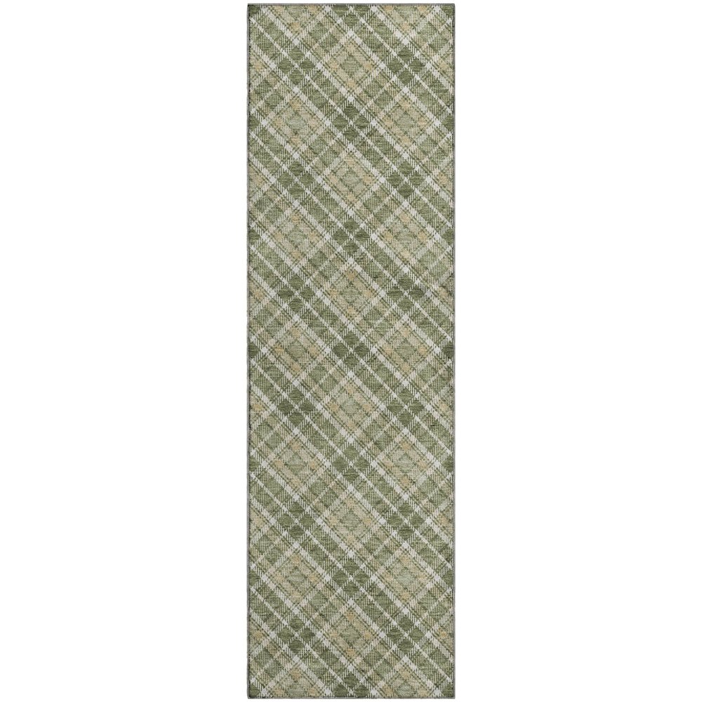 Luxury Washable Indoor/Outdoor Soft Essentials SE3 Green 2'3" x 7'6" Runner Rug. Picture 1