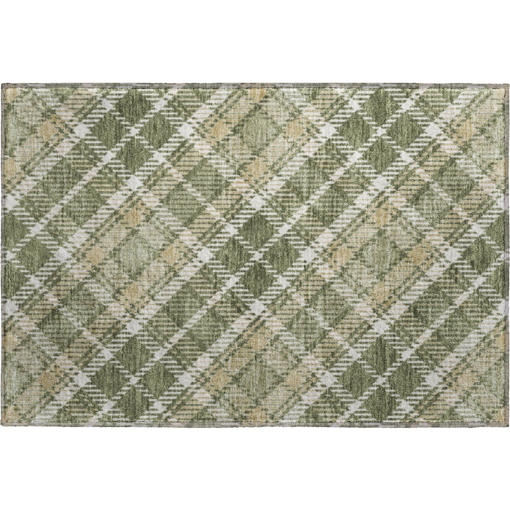 Luxury Washable Indoor/Outdoor Soft Essentials SE3 Green 1'8" x 2'6" Rug. Picture 1