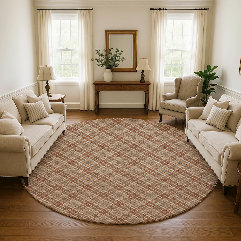 Luxury Washable Indoor/Outdoor Soft Essentials SE3 Orange 8' x 8' Rug. Picture 5