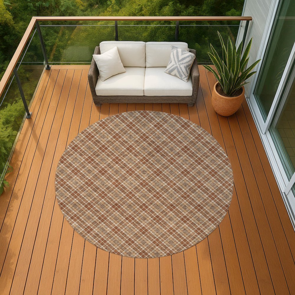 Luxury Washable Indoor/Outdoor Soft Essentials SE3 Orange 8' x 8' Rug. Picture 6