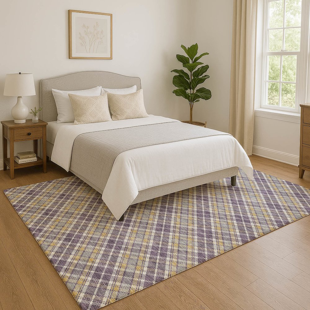 Luxury Washable Indoor/Outdoor Soft Essentials SE3 Purple 2'6" x 3'10" Rug. Picture 5