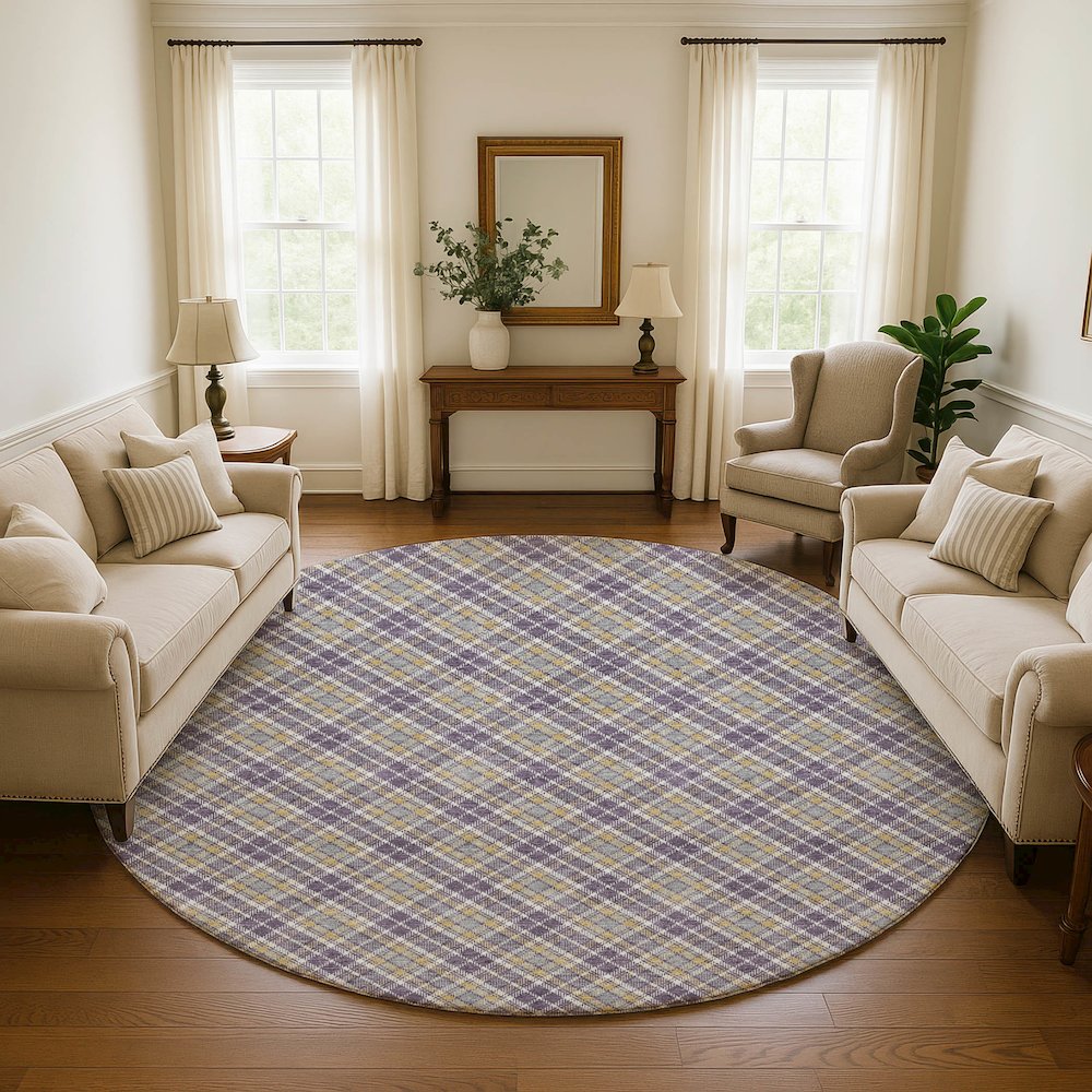 Luxury Washable Indoor/Outdoor Soft Essentials SE3 Purple 8' x 8' Rug. Picture 5