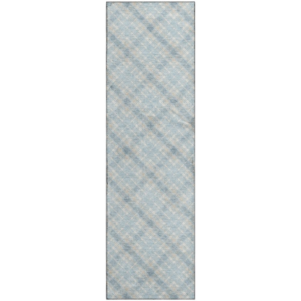 Luxury Washable Indoor/Outdoor Soft Essentials SE3 Blue 2'3" x 7'6" Runner Rug. Picture 1