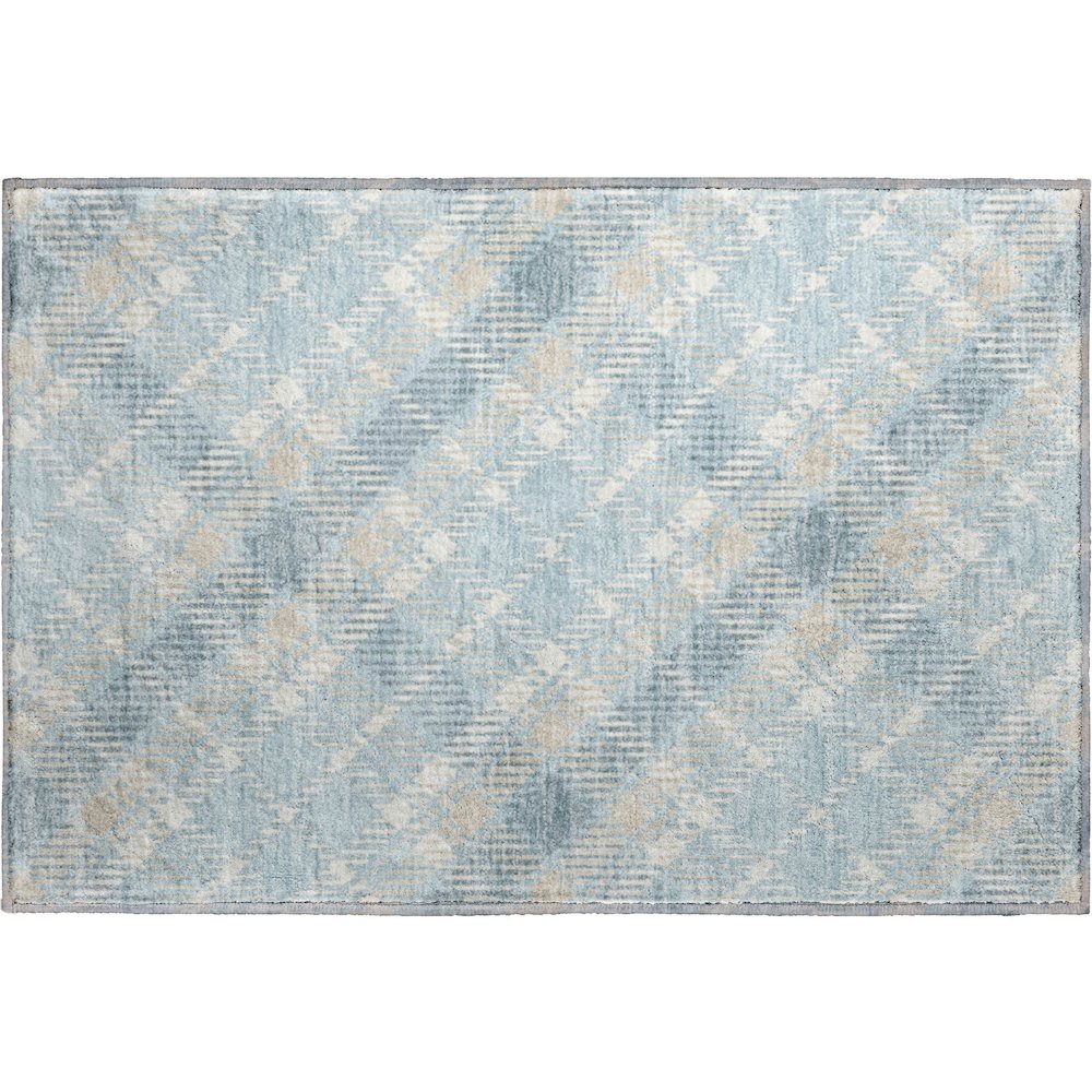 Luxury Washable Indoor/Outdoor Soft Essentials SE3 Blue 1'8" x 2'6" Rug. Picture 1