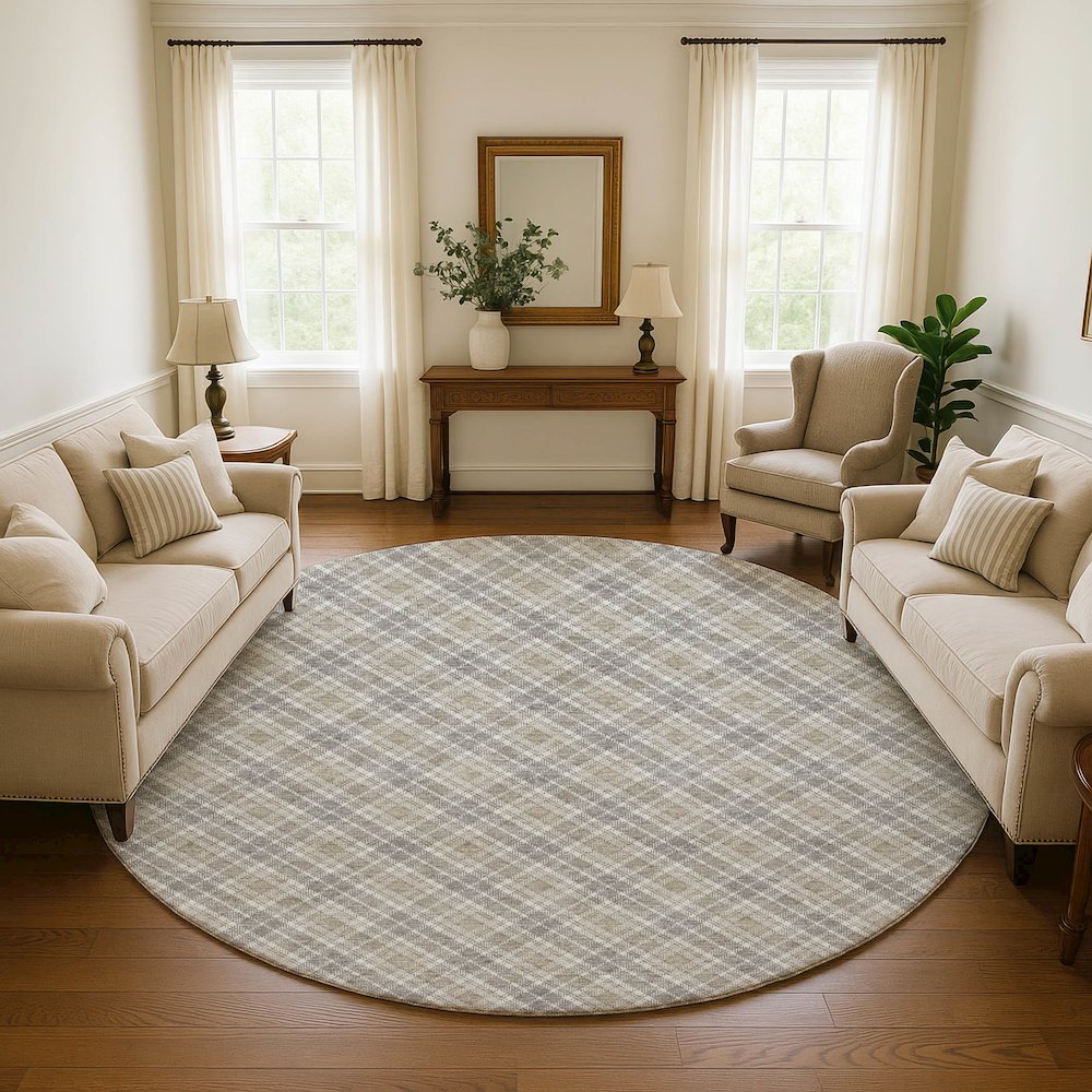 Luxury Washable Indoor/Outdoor Soft Essentials SE3 Brown 8' x 8' Rug. Picture 5