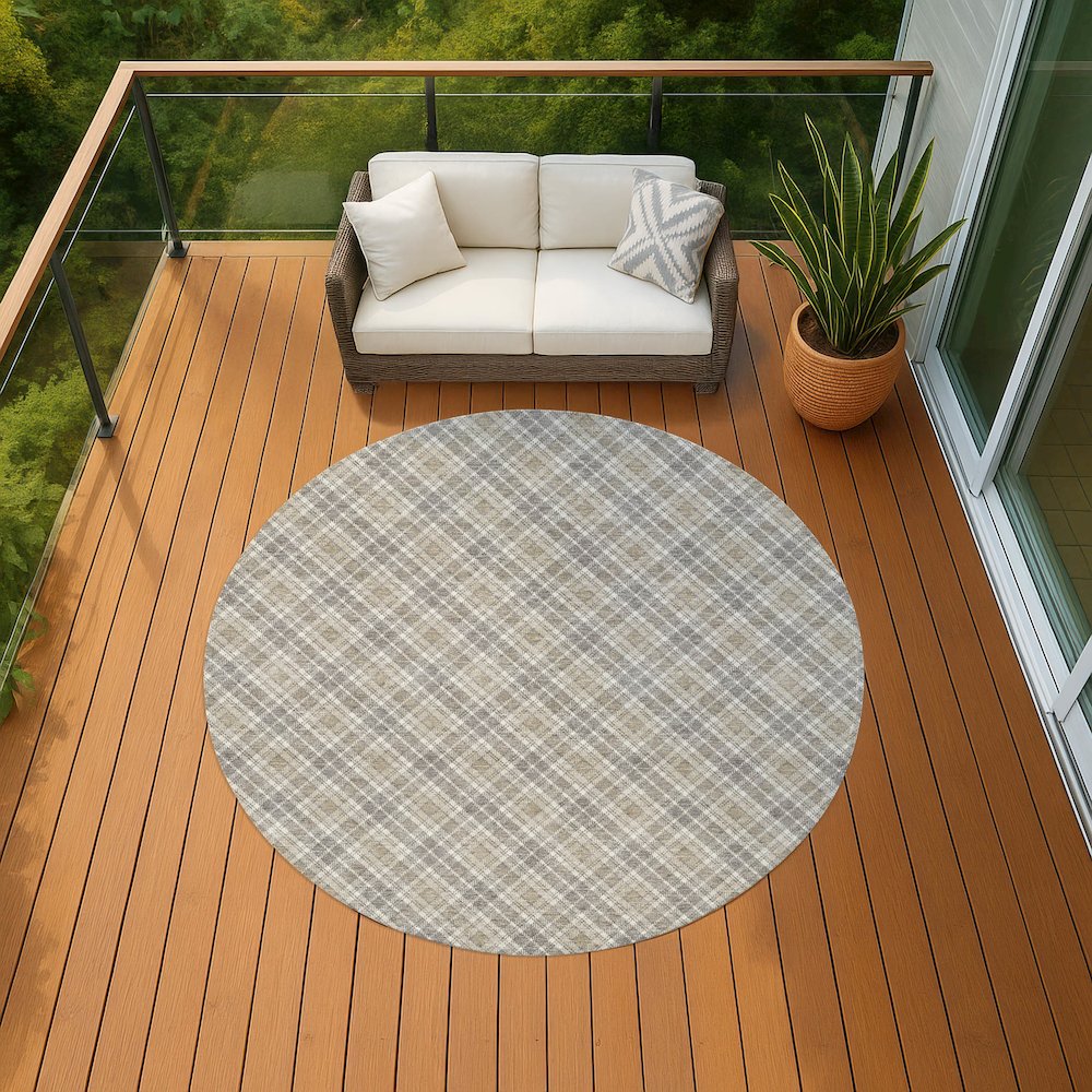 Luxury Washable Indoor/Outdoor Soft Essentials SE3 Brown 8' x 8' Rug. Picture 6