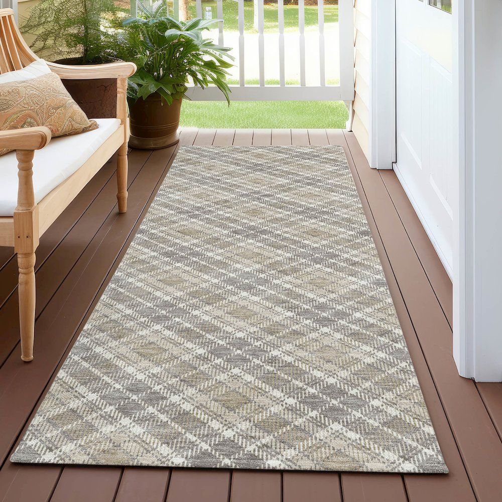 Luxury Washable Indoor/Outdoor Soft Essentials SE3 Brown 2'3" x 7'6" Runner Rug. Picture 6