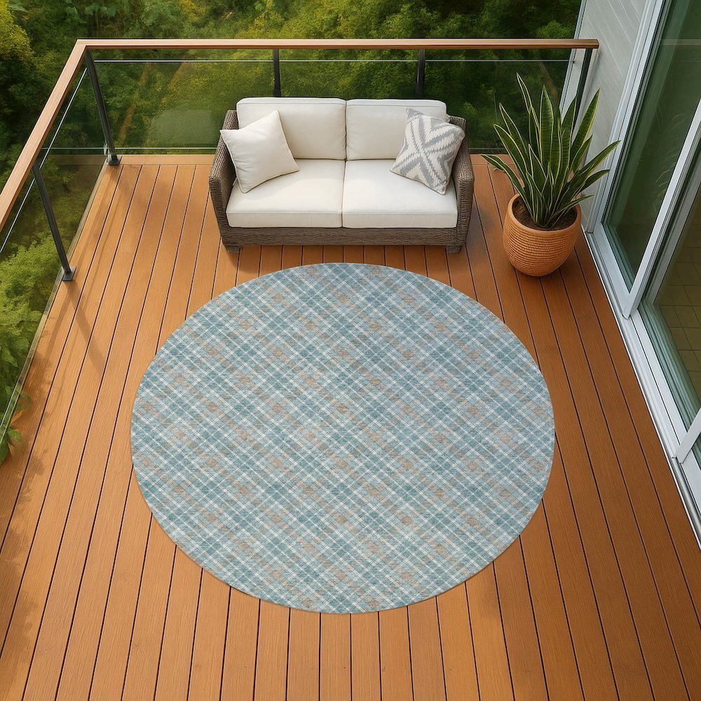 Luxury Washable Indoor/Outdoor Soft Essentials SE3 Teal 8' x 8' Rug. Picture 6
