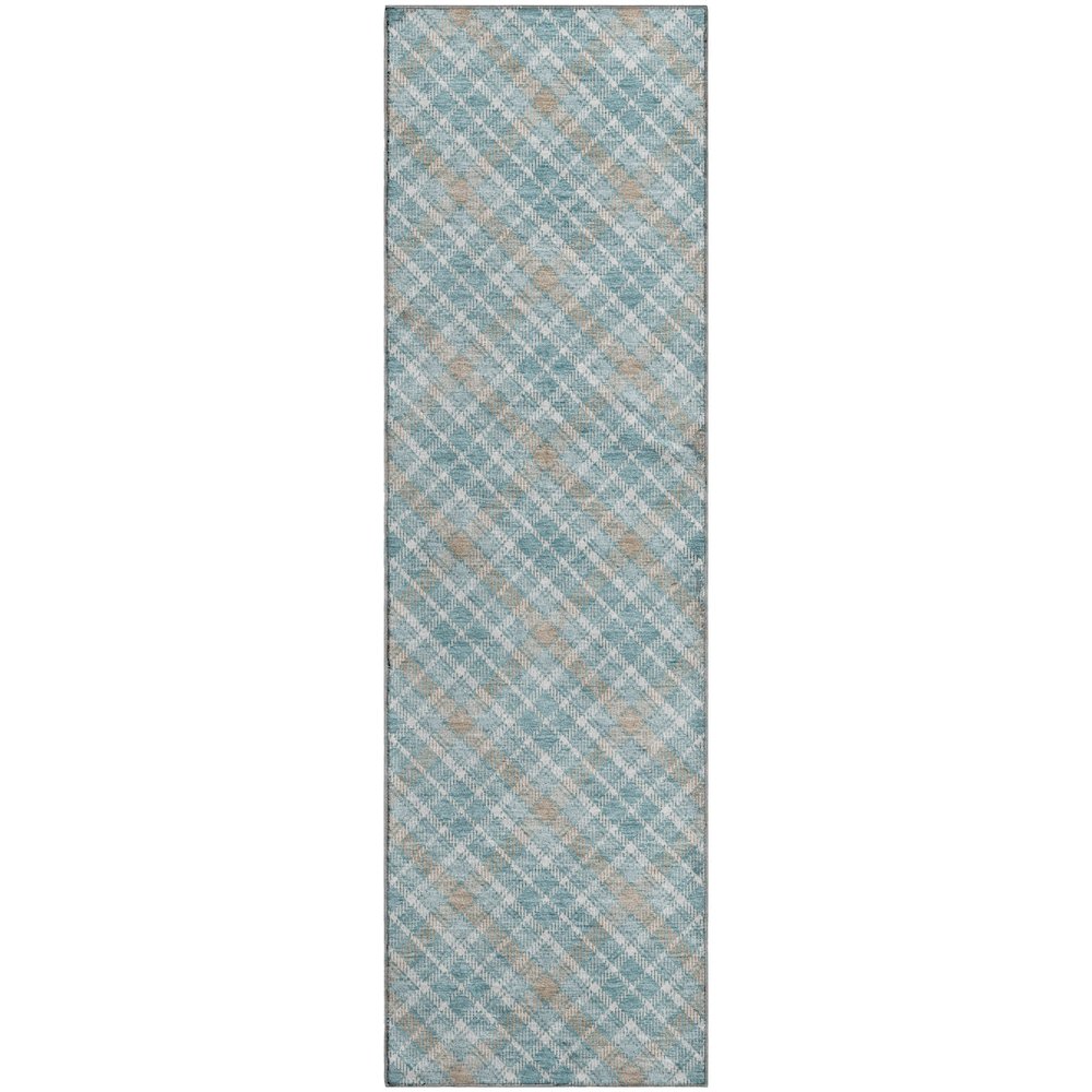 Luxury Washable Indoor/Outdoor Soft Essentials SE3 Teal 2'3" x 7'6" Runner Rug. Picture 1