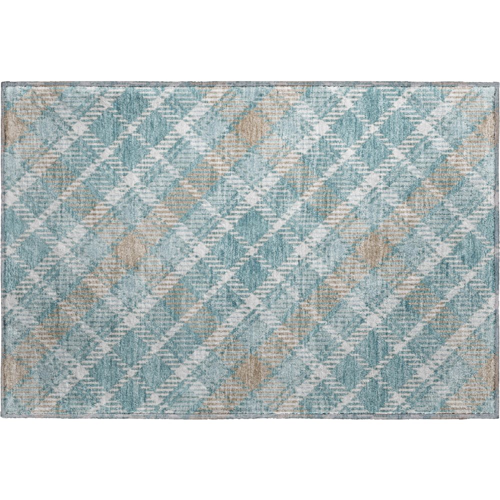 Luxury Washable Indoor/Outdoor Soft Essentials SE3 Teal 1'8" x 2'6" Rug. Picture 1