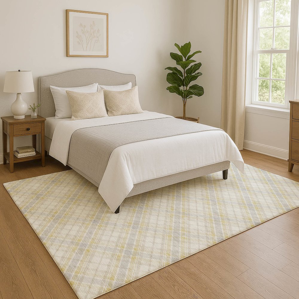 Luxury Washable Indoor/Outdoor Soft Essentials SE3 Gold 2'6" x 3'10" Rug. Picture 5