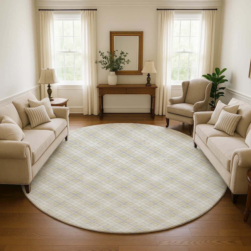 Luxury Washable Indoor/Outdoor Soft Essentials SE3 Gold 8' x 8' Rug. Picture 5