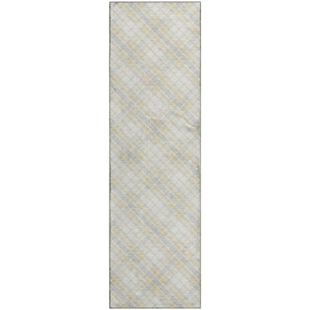 Luxury Washable Indoor/Outdoor Soft Essentials SE3 Gold 2'3" x 7'6" Runner Rug. Picture 1